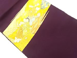 塩瀬金彩雲に菊模様名古屋帯